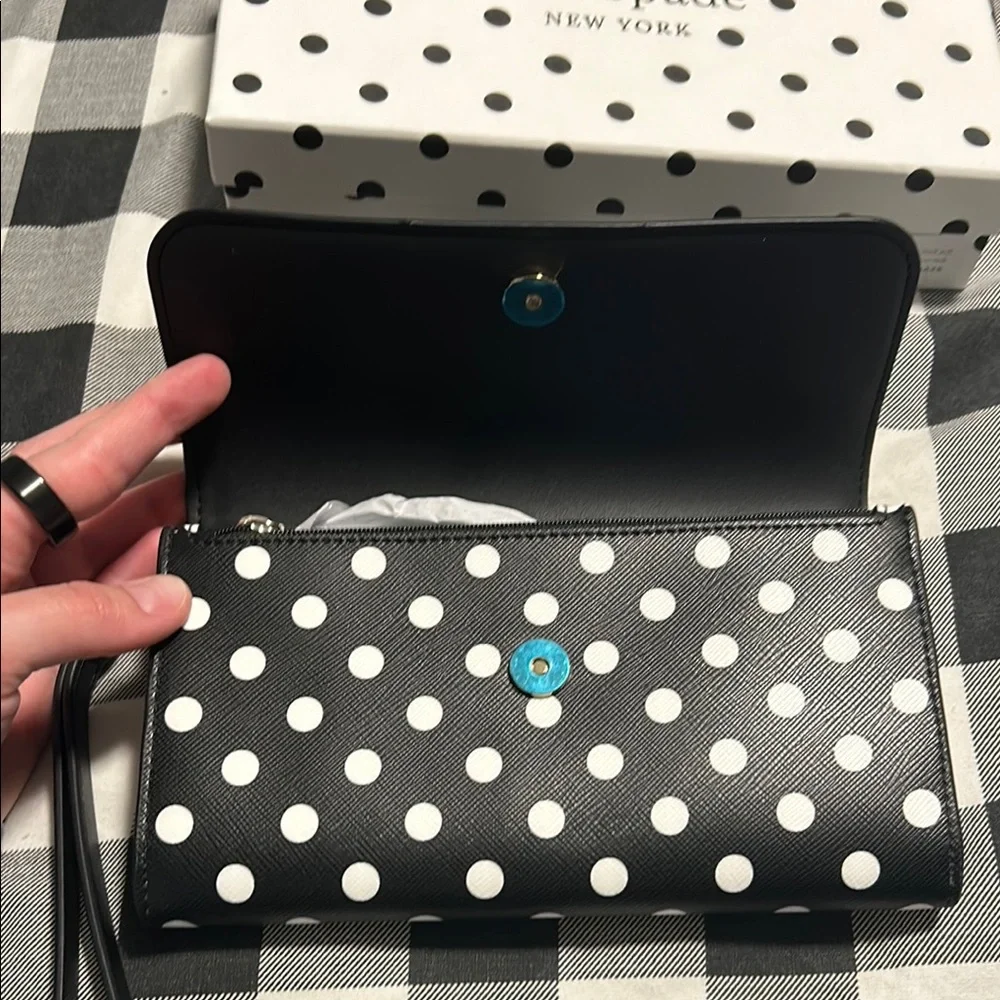 kate spade Black & White Polka Dot Wristlet Clutch